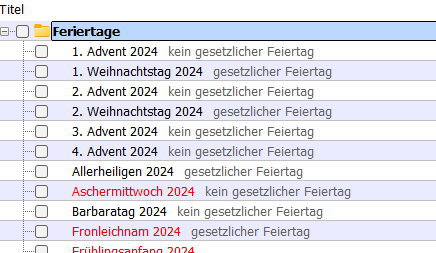 Feiertage berechnen für ToDoList